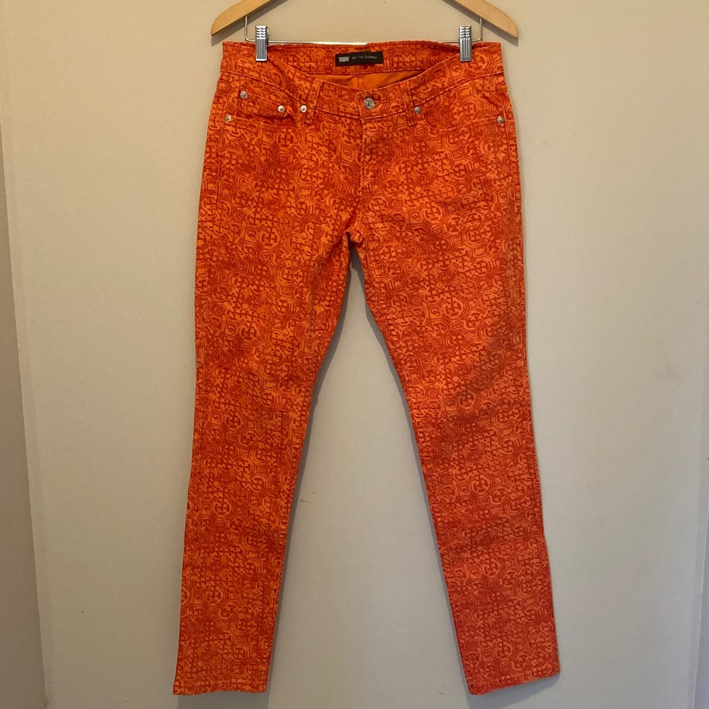 Levi’s 524 Too Superlow Orange Patterned Jeans 30/32